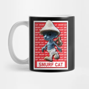 Funny Smurf cat Meme.Blue mushroom Cat meme. Mug